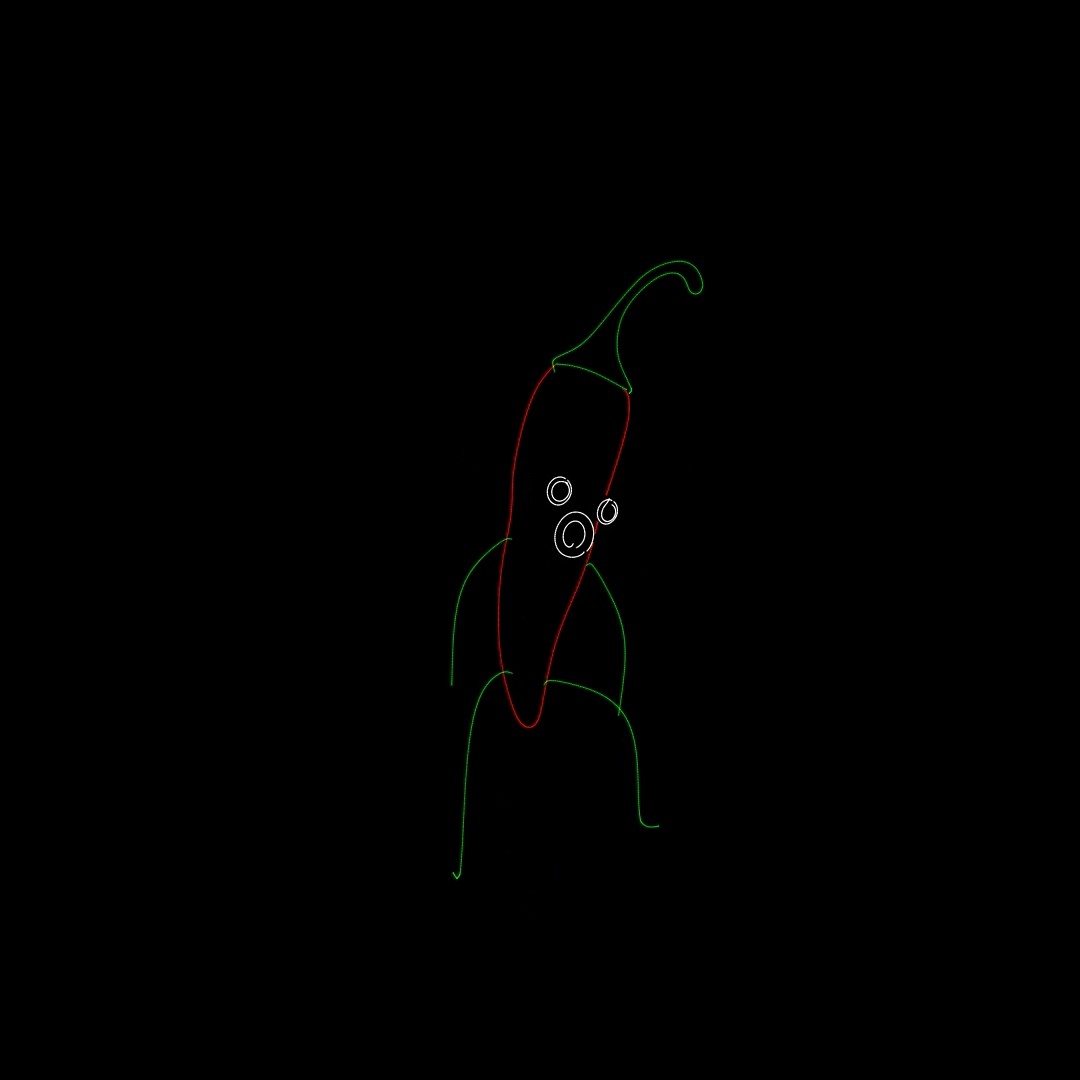 The chilli character leaning in a second pose