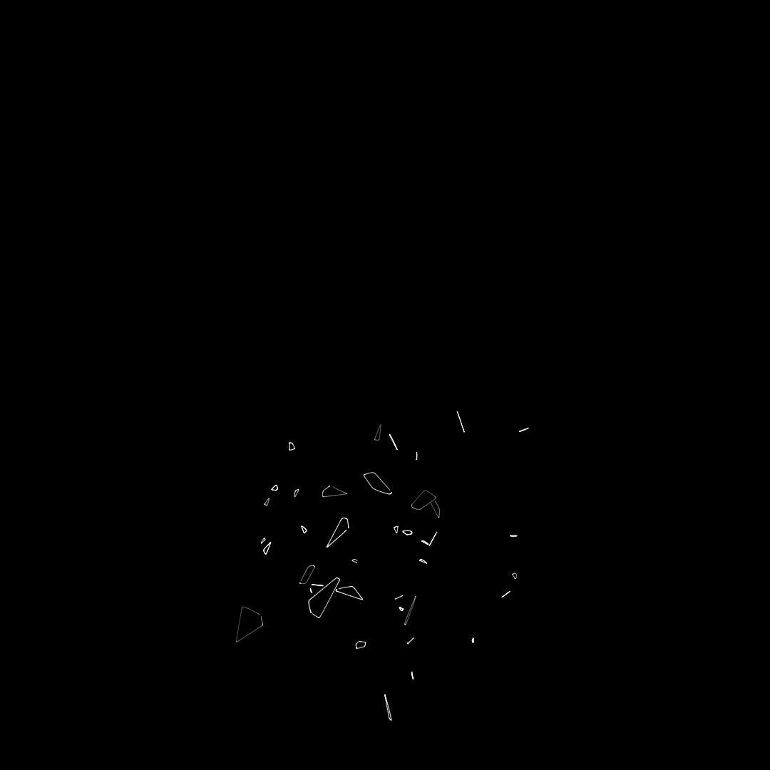 Scattered white fragments suggesting broken mirror shards