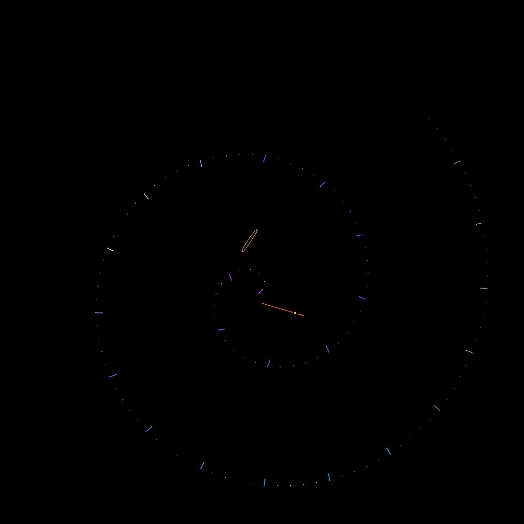 Two concentric clock dials in mixed colors